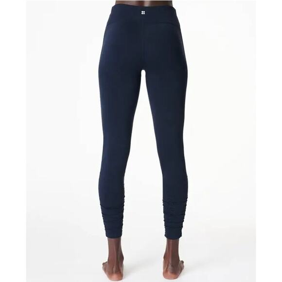 Sweaty Betty Small S Navy Blue All Day Ruched Hem 7/8 Length Leggings Workout - Picture 11 of 11